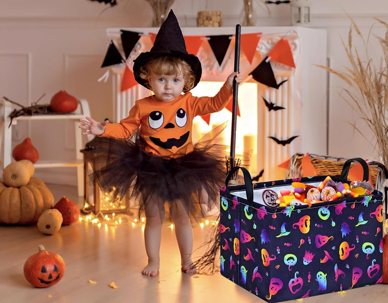 FUULOXE Halloween Storage Baske Bins Cube Collapsible Organizer Closet Shelves Toy Box - Image 3